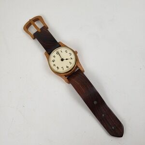 Vintage Handcrafted 16" Wooden Oversized Wrist Watch Desk Or Wall Clock Germany
